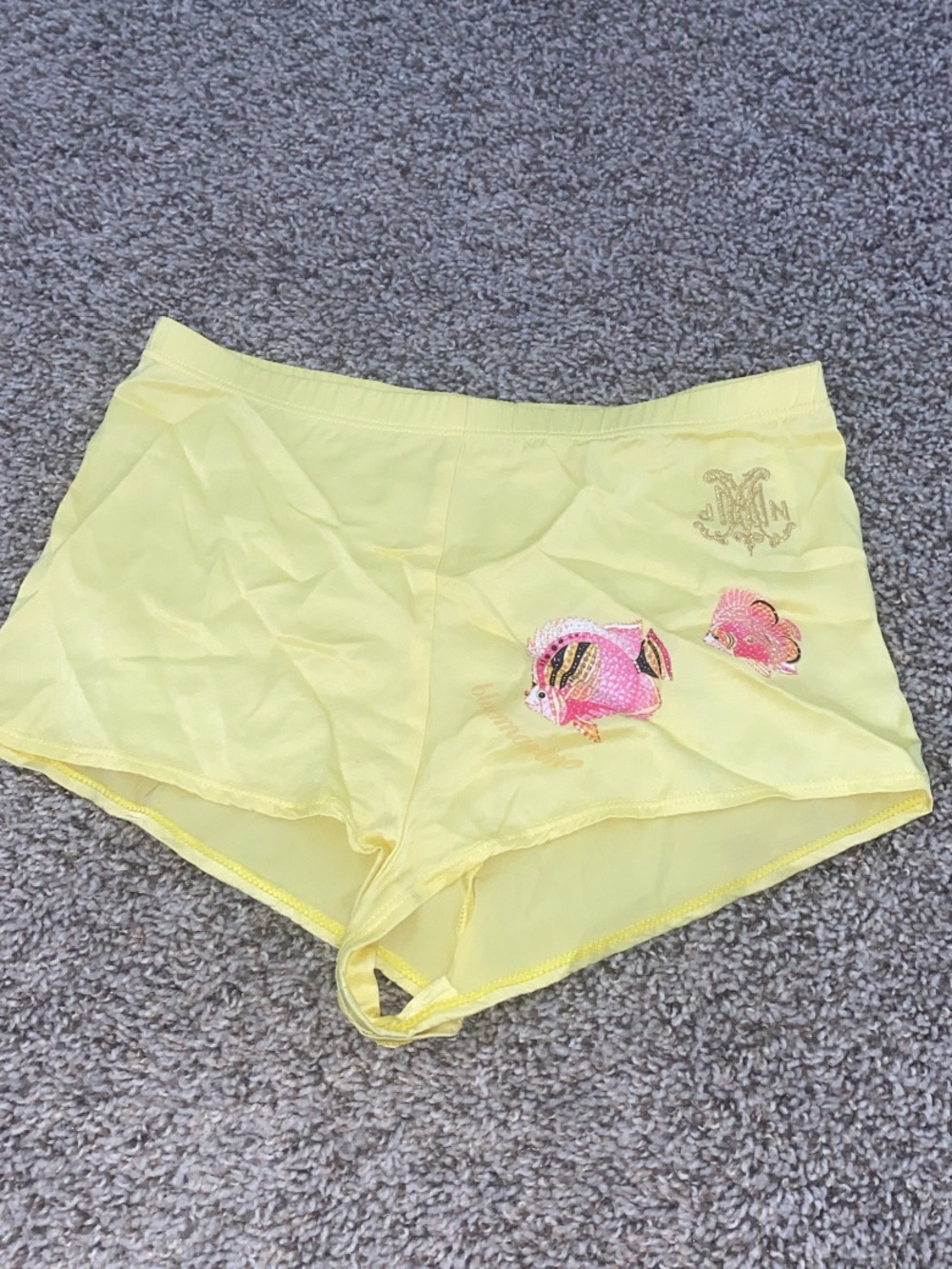 Yellow hot shorts embroidered